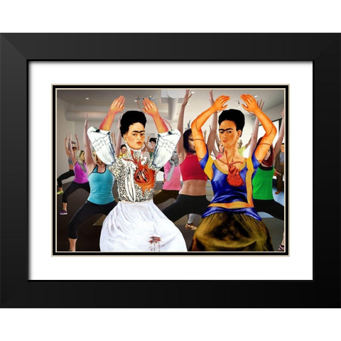 Frida Does Cardio Black Modern Wood Framed Art Print with Double Matting by Kite, Barry