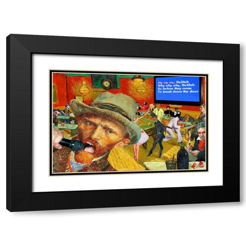 Karaoke Night in Arles Black Modern Wood Framed Art Print with Double Matting by Kite, Barry