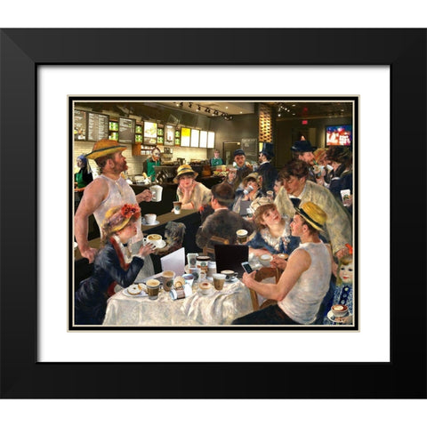Luncheon of the Cappuccino Party Black Modern Wood Framed Art Print with Double Matting by Kite, Barry