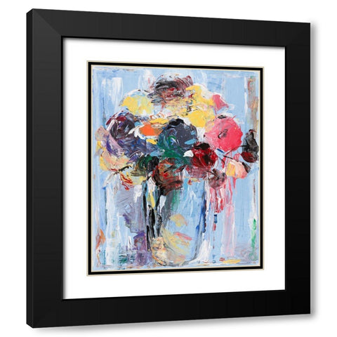 Bouquet in Blue Black Modern Wood Framed Art Print with Double Matting by Khorasani, Hooshang
