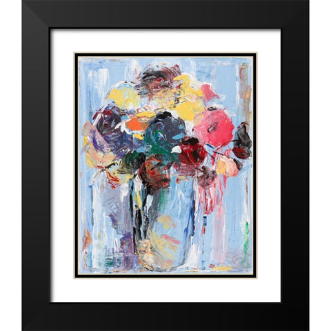 Bouquet in Blue Black Modern Wood Framed Art Print with Double Matting by Khorasani, Hooshang
