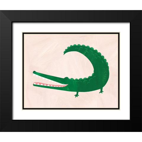 Crocodile Black Modern Wood Framed Art Print with Double Matting by Kopcik, Emily