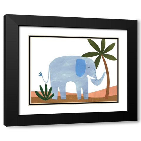 Ellie The Elephant Black Modern Wood Framed Art Print with Double Matting by Kopcik, Emily