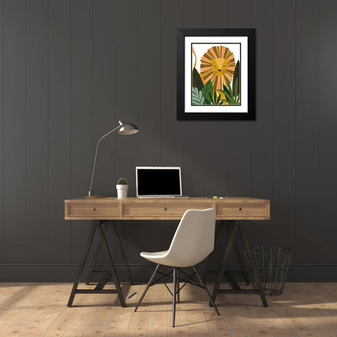 Liam The Lion Black Modern Wood Framed Art Print with Double Matting by Kopcik, Emily