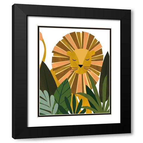Liam The Lion Black Modern Wood Framed Art Print with Double Matting by Kopcik, Emily