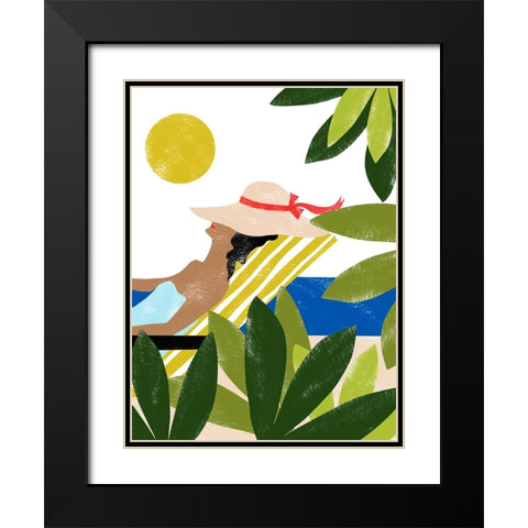 Sunbathing Black Modern Wood Framed Art Print with Double Matting by Kopcik, Emily