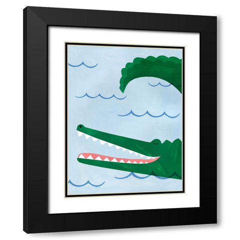 Alligator Black Modern Wood Framed Art Print with Double Matting by Kopcik, Emily