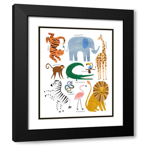 Animal Chart Black Modern Wood Framed Art Print with Double Matting by Kopcik, Emily