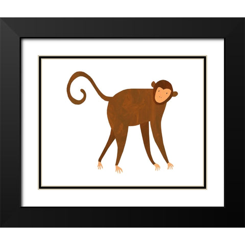 Monkey Black Modern Wood Framed Art Print with Double Matting by Kopcik, Emily