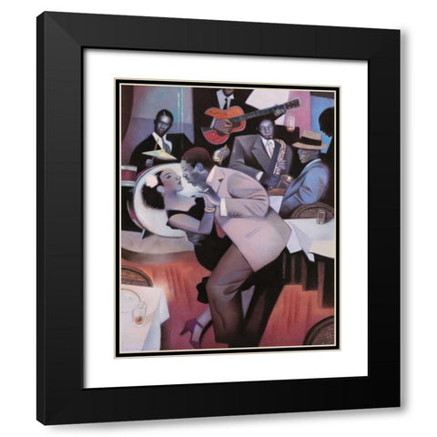 Harlem Nocturne Black Modern Wood Framed Art Print with Double Matting by Kelley, Gary