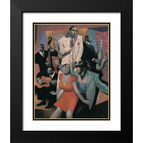 Club Zanzibar Black Modern Wood Framed Art Print with Double Matting by Kelley, Gary