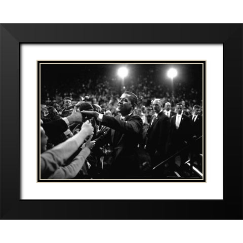 Barack Obama at Campaign Rally Black Modern Wood Framed Art Print with Double Matting by Kraft, Brooks
