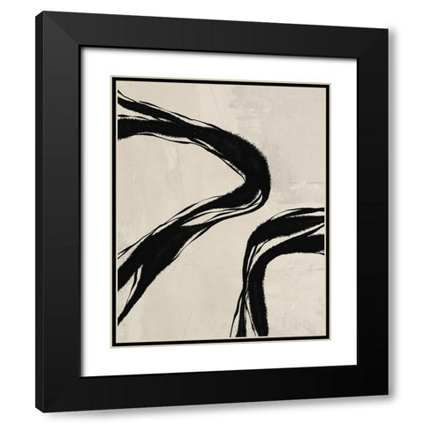 Waves Black Modern Wood Framed Art Print with Double Matting by LivinLi