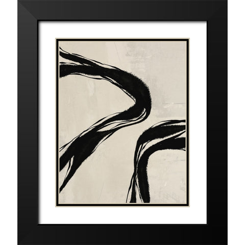 Waves Black Modern Wood Framed Art Print with Double Matting by LivinLi