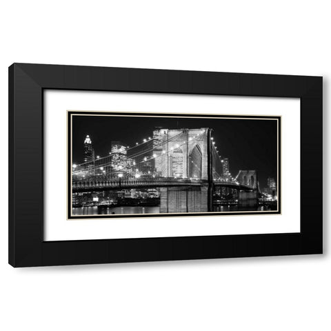Brooklyn Bridge at Night Black Modern Wood Framed Art Print with Double Matting by Lowe, Jet