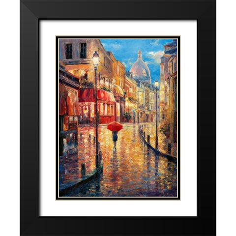 Montmartre Evening Black Modern Wood Framed Art Print with Double Matting by Liu, Haixia