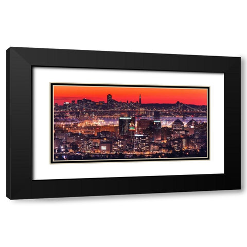 Oakland SF Twilight Black Modern Wood Framed Art Print with Double Matting by Linhares, Greg