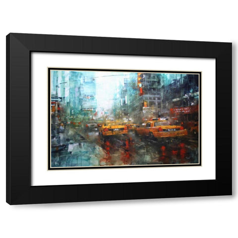 Times Square Reflections Black Modern Wood Framed Art Print with Double Matting by Lague, Mark