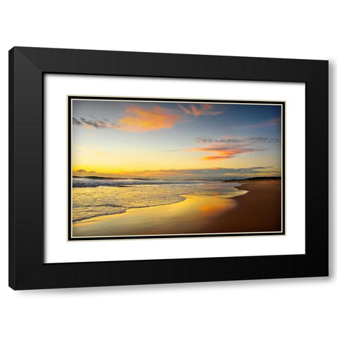 Beach Dawn Black Modern Wood Framed Art Print with Double Matting by Louise, Tracie