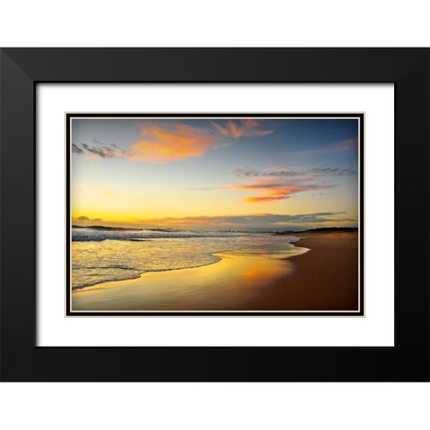 Beach Dawn Black Modern Wood Framed Art Print with Double Matting by Louise, Tracie