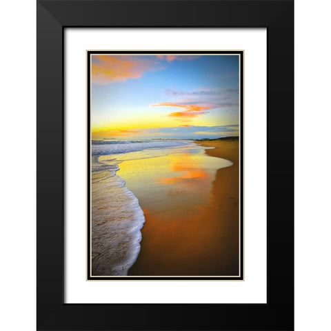 Beach Sunrise Black Modern Wood Framed Art Print with Double Matting by Louise, Tracie