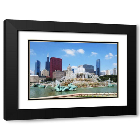 Buckingham Fountain Black Modern Wood Framed Art Print with Double Matting by Levant, Jessica