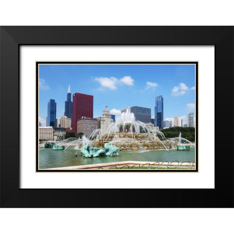 Buckingham Fountain Black Modern Wood Framed Art Print with Double Matting by Levant, Jessica