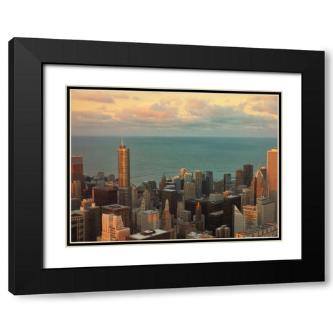 Sunset in Chicago Black Modern Wood Framed Art Print with Double Matting by Levant, Jessica
