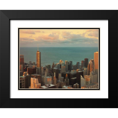 Sunset in Chicago Black Modern Wood Framed Art Print with Double Matting by Levant, Jessica