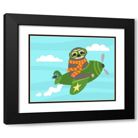 Airborne Sloth Black Modern Wood Framed Art Print with Double Matting by Lee, Nancy