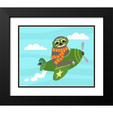 Airborne Sloth Black Modern Wood Framed Art Print with Double Matting by Lee, Nancy