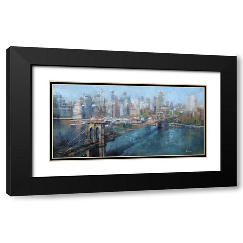 Brooklyn Bridge Black Modern Wood Framed Art Print with Double Matting by Lague, Mark
