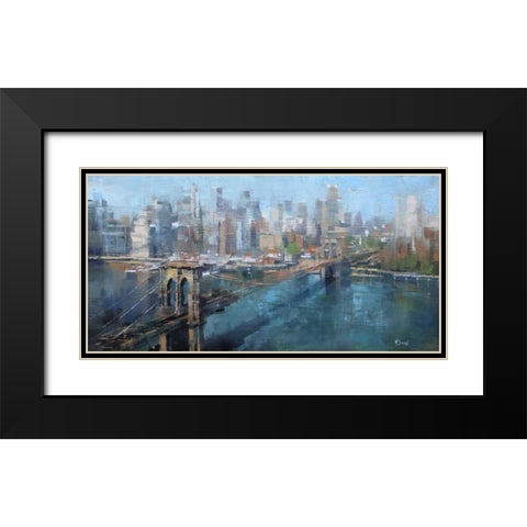 Brooklyn Bridge Black Modern Wood Framed Art Print with Double Matting by Lague, Mark