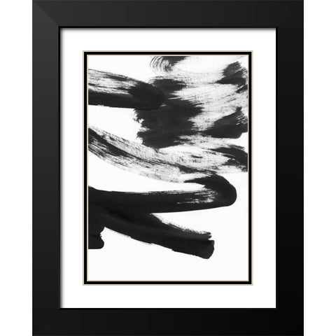 Black and White Strokes 5 Black Modern Wood Framed Art Print with Double Matting by Lehnhardt, Iris