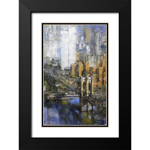 Brooklyn Bridge Black Modern Wood Framed Art Print with Double Matting by Lague, Mark
