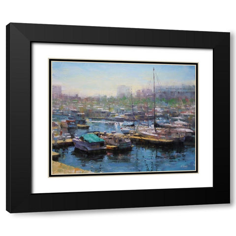 Chicago Harbor Black Modern Wood Framed Art Print with Double Matting by Lague, Mark