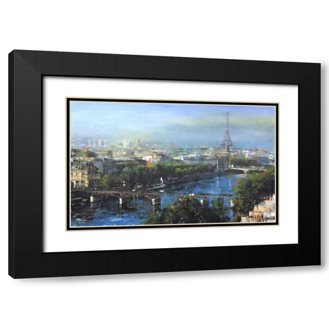 Paris Pedestrian Bridge Black Modern Wood Framed Art Print with Double Matting by Lague, Mark