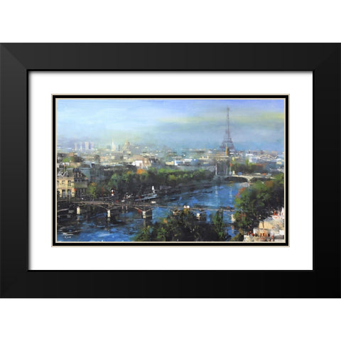 Paris Pedestrian Bridge Black Modern Wood Framed Art Print with Double Matting by Lague, Mark
