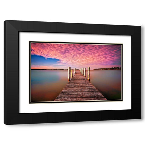 Pink Pier Black Modern Wood Framed Art Print with Double Matting by Louise, Tracie