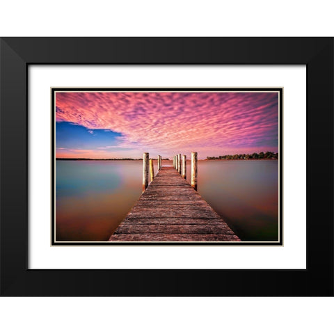 Pink Pier Black Modern Wood Framed Art Print with Double Matting by Louise, Tracie