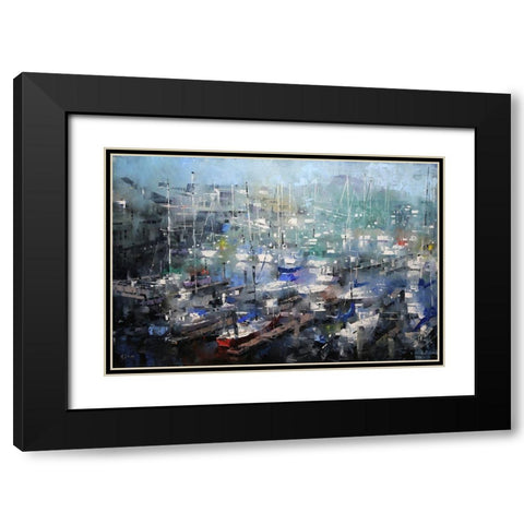 Fishermanâ€™s Wharf Black Modern Wood Framed Art Print with Double Matting by Lague, Mark