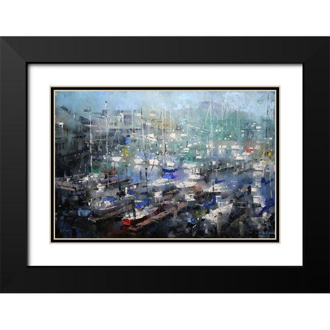 Fishermanâ€™s Wharf Black Modern Wood Framed Art Print with Double Matting by Lague, Mark