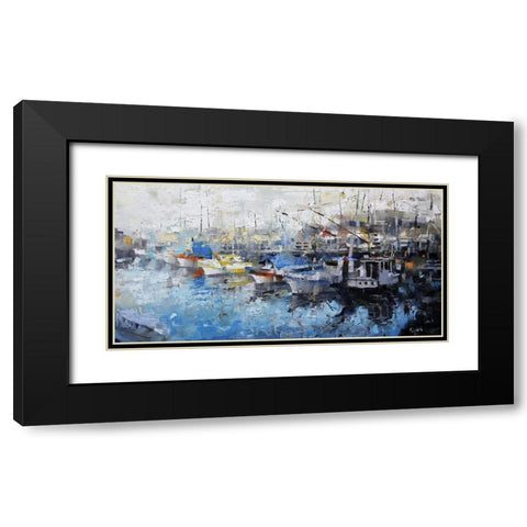 San Francisco Wharf Black Modern Wood Framed Art Print with Double Matting by Lague, Mark