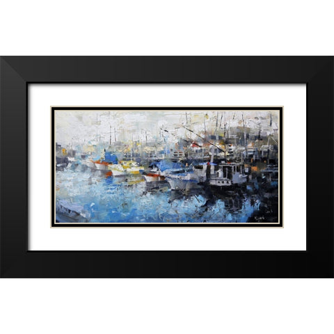 San Francisco Wharf Black Modern Wood Framed Art Print with Double Matting by Lague, Mark