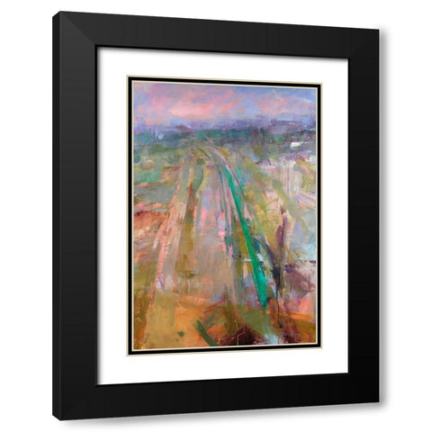 Aerial Railyard Black Modern Wood Framed Art Print with Double Matting by Lenssen, Georganna
