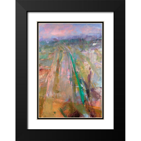 Aerial Railyard Black Modern Wood Framed Art Print with Double Matting by Lenssen, Georganna