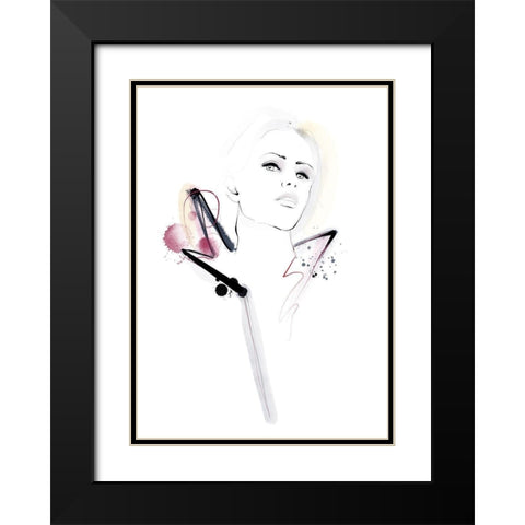 Pink Ink Black Modern Wood Framed Art Print with Double Matting by Larsdotter, Lotta