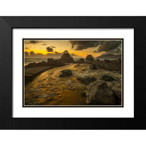 Back To The Sea Black Modern Wood Framed Art Print with Double Matting by Leacock, J.C.