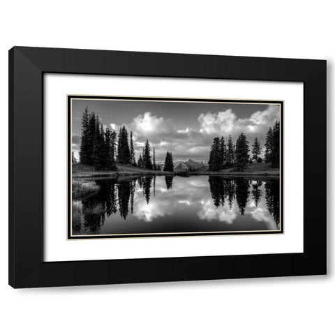 Paradise Reflection Black Modern Wood Framed Art Print with Double Matting by Leacock, J.C.