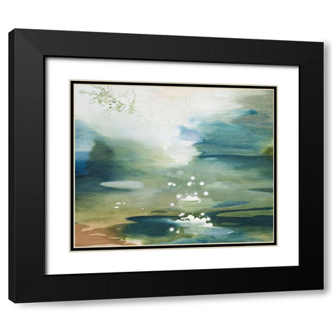 Green Joyous Black Modern Wood Framed Art Print with Double Matting by Leaver, Tara